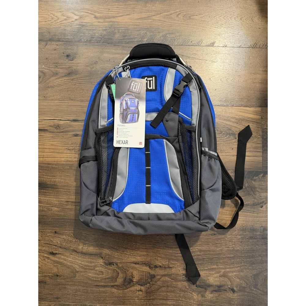 NEW Fūl Hexar Laptop Tablet Case Bag Backpack Blue & Gray 18"x13"x6.5" NWT